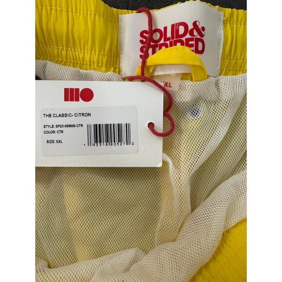 Solid & Striped Men’s Size XXL Classic Citron Yellow Striped Swim Trunks NWT - Picture 3 of 5